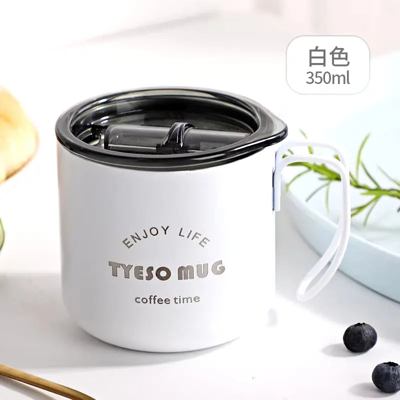 Nordic Style Metal Coffee Cup with Lid Office Workers Portable Coffe Milk Breakfast TYESO Mug Tazze Colazione Caneca Criativa