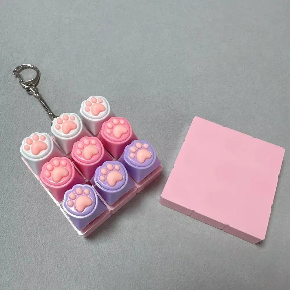 Keyboard Fidget Toys LED Crystal Keycap Keychain Stress Relief Fingertip Gadget Decompression Toys Clicker Fidget Toy