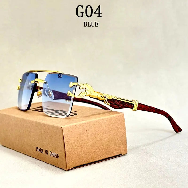 2024 Square Sunglasses for Men New Luxury Vintage Designer Rimless Sunglasses Women Trendy Fashion Glasses Gafas De Sol Hombre