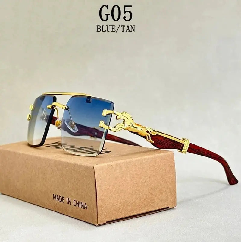 2024 Square Sunglasses for Men New Luxury Vintage Designer Rimless Sunglasses Women Trendy Fashion Glasses Gafas De Sol Hombre