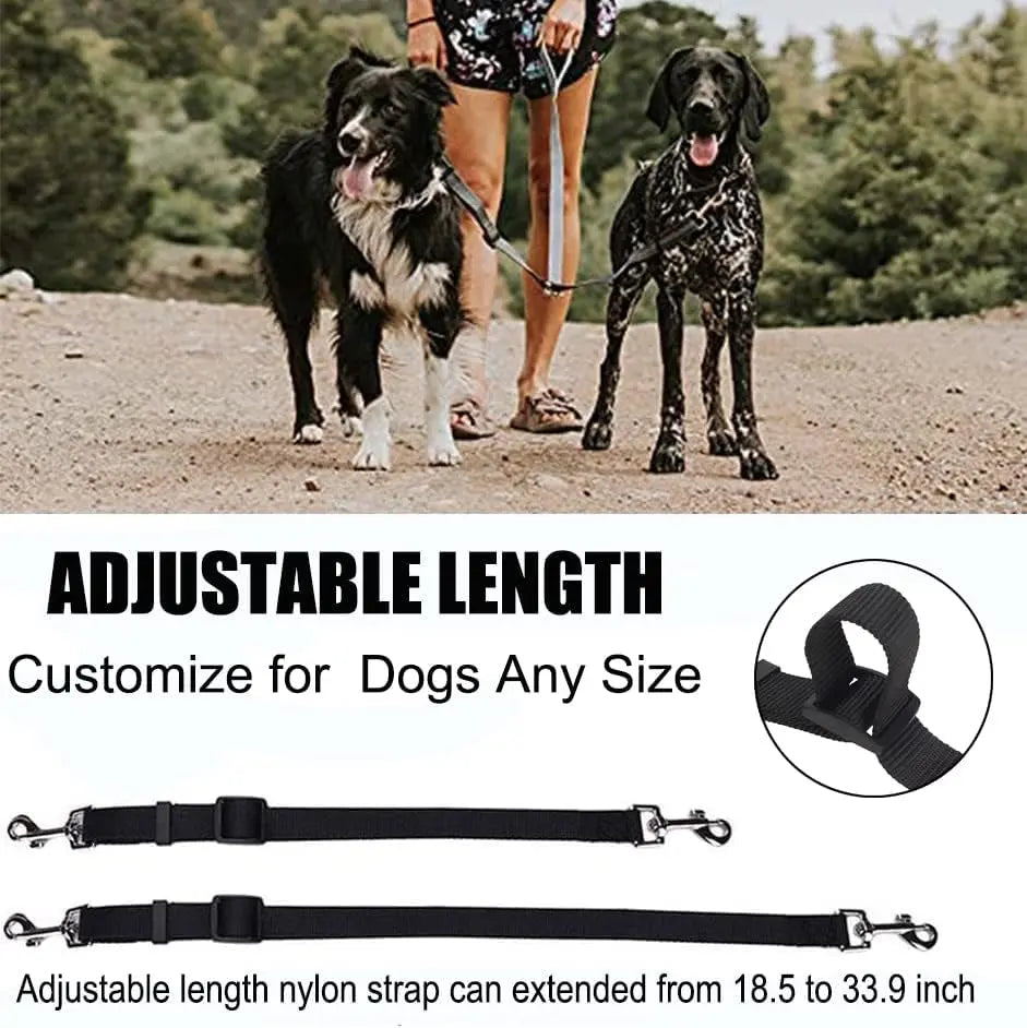 Double Dog Leash,Adjustable Dual Dog Leash,No Tangle Two Dog Leash,Multiple Dog Leash for 2 Dogs,Double Leash for Dogs,Leash Splitter for Large and Small Dogs,2 Dog Leash,Double Clip Dog Leash Coupler