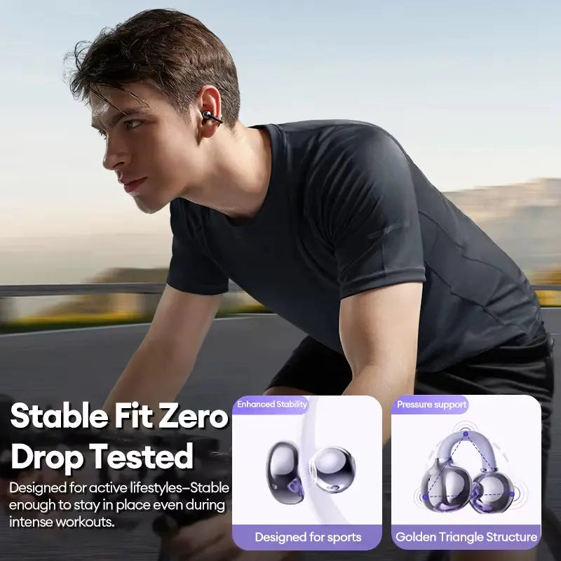 LE302 Wireless Bluetooth 6.0 Headset Long Battery Life Sports Ear Clip Earphones HIFI Stereo Noise Cancelling Headphones