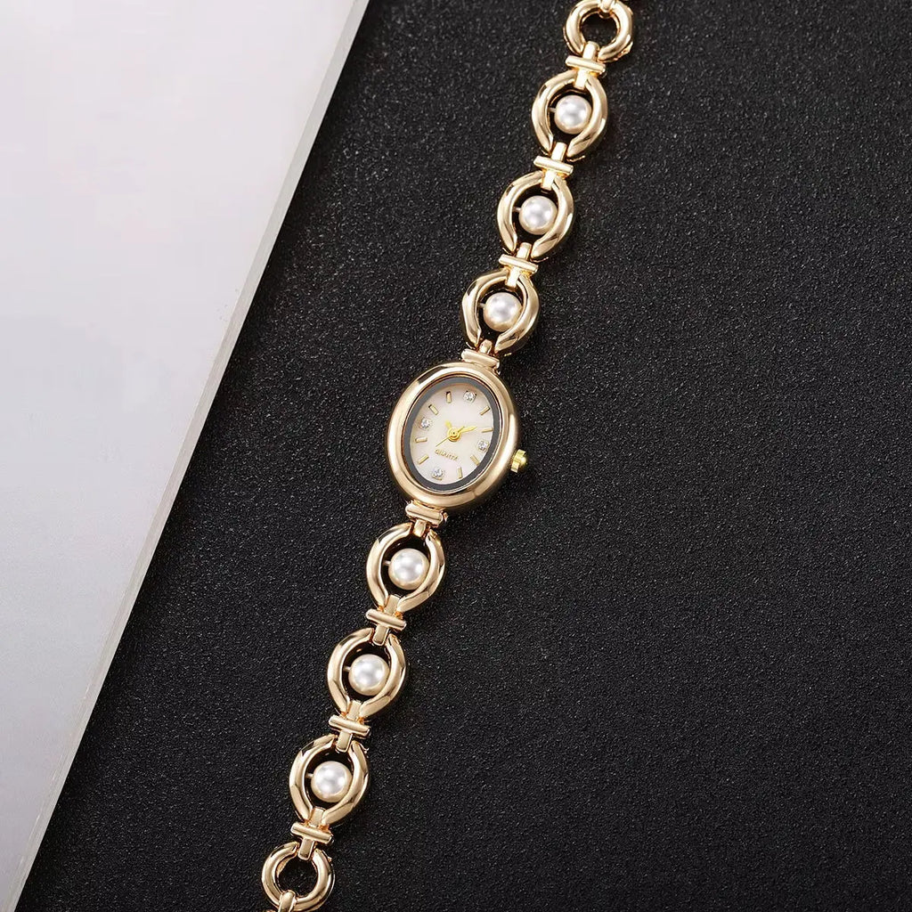 Elegant Pearl Bracelet Women Quartz Wristwatch Fashion Diamond Ladies Watches Reloj Mujer (Without Box)