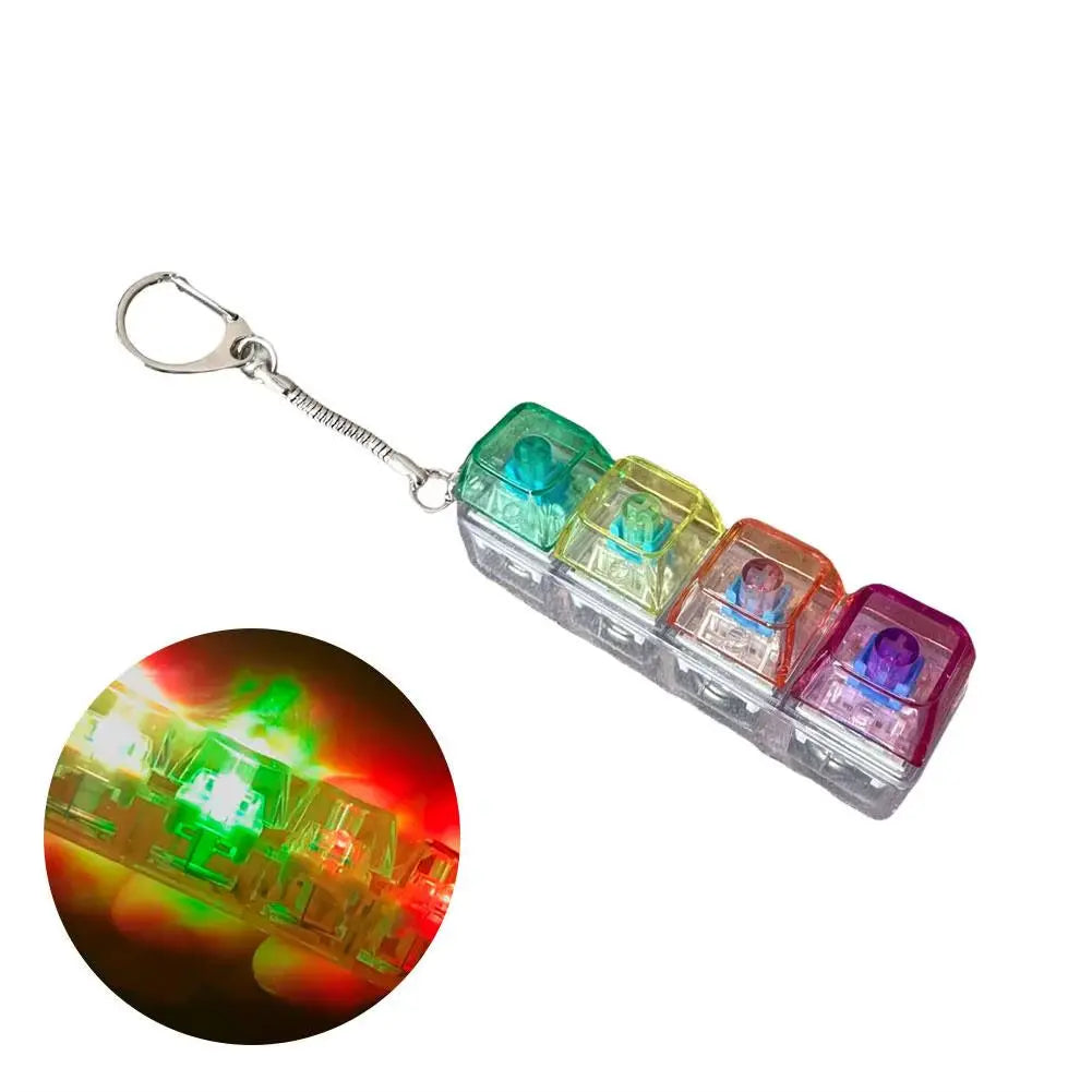 Keyboard Fidget Toys LED Crystal Keycap Keychain Stress Relief Fingertip Gadget Decompression Toys Clicker Fidget Toy