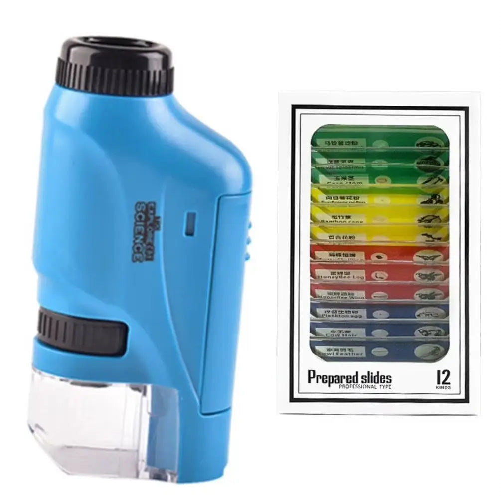 Handheld Pocket Microscope 60-120X Educational Science Microscope Battery Powered Biological Microscope Kit Outdoor Children Toy