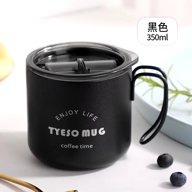 Nordic Style Metal Coffee Cup with Lid Office Workers Portable Coffe Milk Breakfast TYESO Mug Tazze Colazione Caneca Criativa