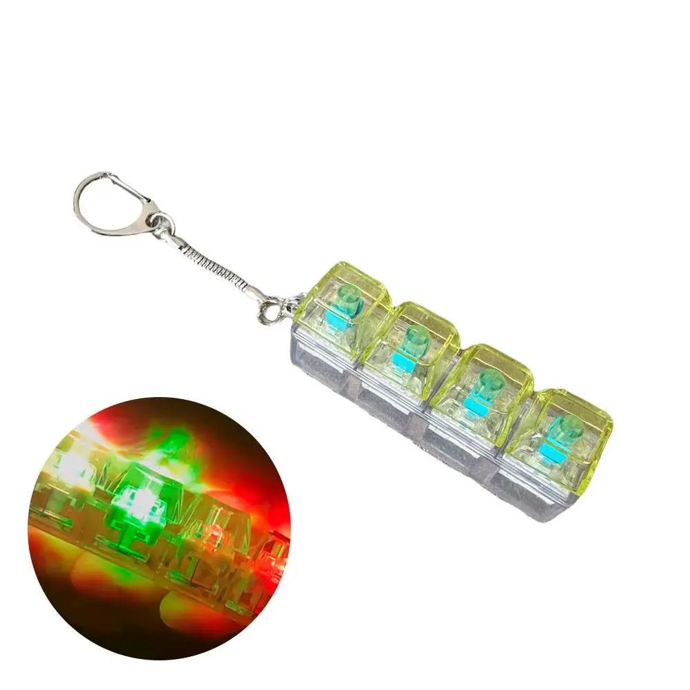 Keyboard Fidget Toys LED Crystal Keycap Keychain Stress Relief Fingertip Gadget Decompression Toys Clicker Fidget Toy